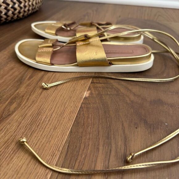 BCBGMAXAZRIA Vitalia Gold Leather Gladiator Sandal $138 36.5 6 6.5 - Picture 4 of 8